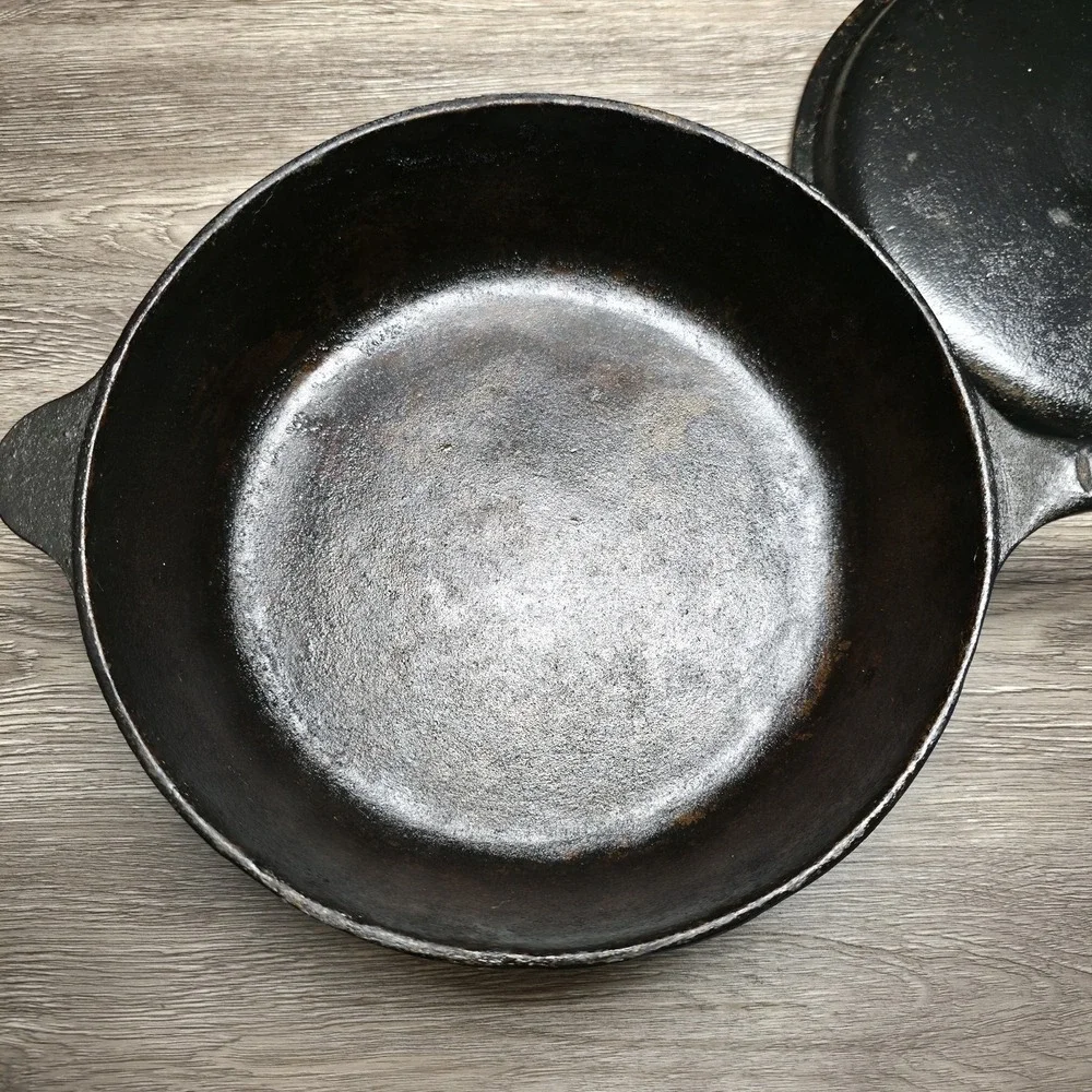 Kirby & Allen Cast Iron Chicken Fryer - #10 Deep Skillet - W/Matching Lid